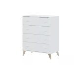 Commode scandinave 4 tiroirs l77, 5cm x p40cm x h95cm - blanc Commode scandinave 4 tiroirs l77, 5cm x p40cm x h95cm - blanc
