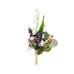 Composition de muguet et eucalyptus artificielle violet et vert h22