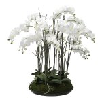 Composition d'orchide artificielle avec mousse blanche et verte h113