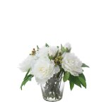 Composition de pivoines et baies artificielles blanche h26 Composition de pivoines et baies artificielles blanche h26
