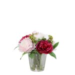Composition de pivoines et baies artificielles rose pâle h26 Composition de pivoines et baies artificielles rose pâle h26