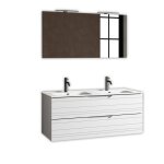Composition de salle de bain double vasque 5 pièces en mdf blanc mat Composition de salle de bain double vasque 5 pièces en mdf blanc mat