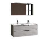 Composition de salle de bain double vasque 5 pièces en mdf gris Composition de salle de bain double vasque 5 pièces en mdf gris