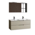 Composition de salle de bain double vasque 5 pièces en mdf taupe Composition de salle de bain double vasque 5 pièces en mdf taupe