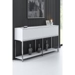 Console 2 portes abattantes l150 cm - blanc