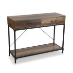 Console avec 2 tiroirs en aggloméré imitation bois et métal marron Console avec 2 tiroirs en aggloméré imitation bois et métal marron