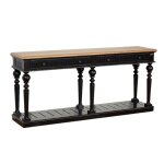Console 2 tiroirs plateau en chne noire