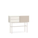 Console avec 2 tiroirs et porte coulissante laquée crème 110x90 cm Console avec 2 tiroirs et porte coulissante laquée crème 110x90 cm