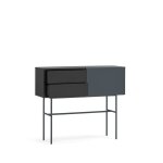 Console 2 tiroirs porte coulissante laquée noir gris 110x90 cm Console 2 tiroirs porte coulissante laquée noir gris 110x90 cm