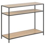 Console 3 étages en mdf et métal noir beige Console 3 étages en mdf et métal noir beige