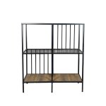 Console 4 niches en mtal et verre fum h90 cm - effet pin atlantique