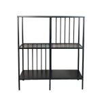 Console 4 niches en mtal et verre fum h90 cm - noir