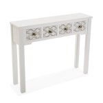 Console avec 4 tiroirs en imitation bois blanc et marron