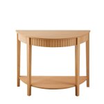 Console arrondie 2 niveaux h76 cm - effet bois clair Console arrondie 2 niveaux h76 cm - effet bois clair