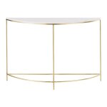 Console arrondie en métal coloris laiton et marbre blanc Console arrondie en métal coloris laiton et marbre blanc