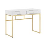 Console blanche et dorée 2 tiroirs Console blanche et dorée 2 tiroirs