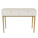 Console blanche et dor�e avec tiroirs design �l�gant