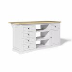 Console blanche avec plateau effet bois