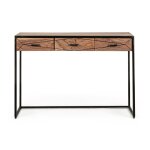 Console en bois d'acacia et structure en mtal 3 tiroirs