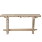 Console en bois brut recycl blanc dlav l150cm x l35cm x h75cm