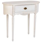 Console en bois laqué blanc vieilli avec 1 tiroir 88x36x80h cm Console en bois laqué blanc vieilli avec 1 tiroir 88x36x80h cm