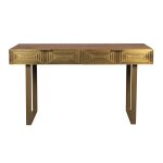 Console en bois de manguier plaquée laiton Console en bois de manguier plaquée laiton