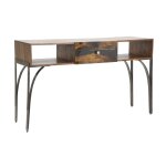 Console en bois marron avec tiroir 130x40x80 cm