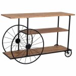 Console en bois et mtal laqu noir avec 2 tagres 120x42x78h cm