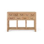 Console en bois de mindi massif avec 9 tiroirs Console en bois de mindi massif avec 9 tiroirs