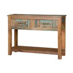 Console en bois recycl� multicolore