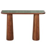 Console coloris noisette et carrelage effet zellige vert Console coloris noisette et carrelage effet zellige vert