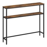 Console pour couloir à 2 niveaux 20 x 100 x 80 cm marron rustique noir Console pour couloir à 2 niveaux 20 x 100 x 80 cm marron rustique noir