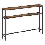 Console pour couloir à 2 niveaux 20 x 120 x 80 cm marron rustique noir Console pour couloir à 2 niveaux 20 x 120 x 80 cm marron rustique noir