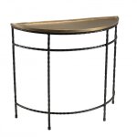 Console demi - lune 90x36cm alu doré pieds métal noirs torsadés Console demi - lune 90x36cm alu doré pieds métal noirs torsadés
