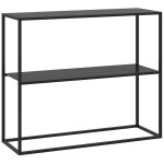 Console design contemporain étagère - 90l x 30l x 75h cm - acier noir Console design contemporain étagère - 90l x 30l x 75h cm - acier noir