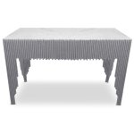 Console design galantine marbre blanc pieds argent