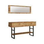 Console effet bois beige 139x43 cm Console effet bois beige 139x43 cm