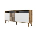 Console effet bois beige, blanc 160x35 cm