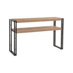 Console effet bois beige, noir 140x35h80 cm Console effet bois beige, noir 140x35h80 cm