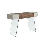 Console effet bois noyer et verre tremp