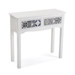 Console d'entre avec 2 tiroirs en agglomr blanc