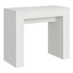 Console extensible effet bois frne blanc 90x42 / 198 cm