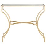 Console en fer / verre or Console en fer / verre or