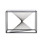 Console filaire en verre et en mtal noir l107