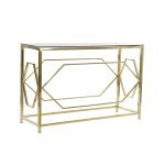 Console mtal dor et plateau en verre - 120x40x78cm
