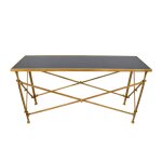 Console en m�tal dor� avec plateau en verre