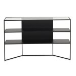 Console en mtal noir avec plateau en verre