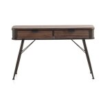 Console en m�tal avec plateau en bois et 2 tiroirs en bois