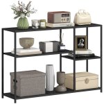 Console meuble troite  4 niveaux industriel cadre en acier noir
