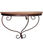 Console murale demi cercle bois et fer
